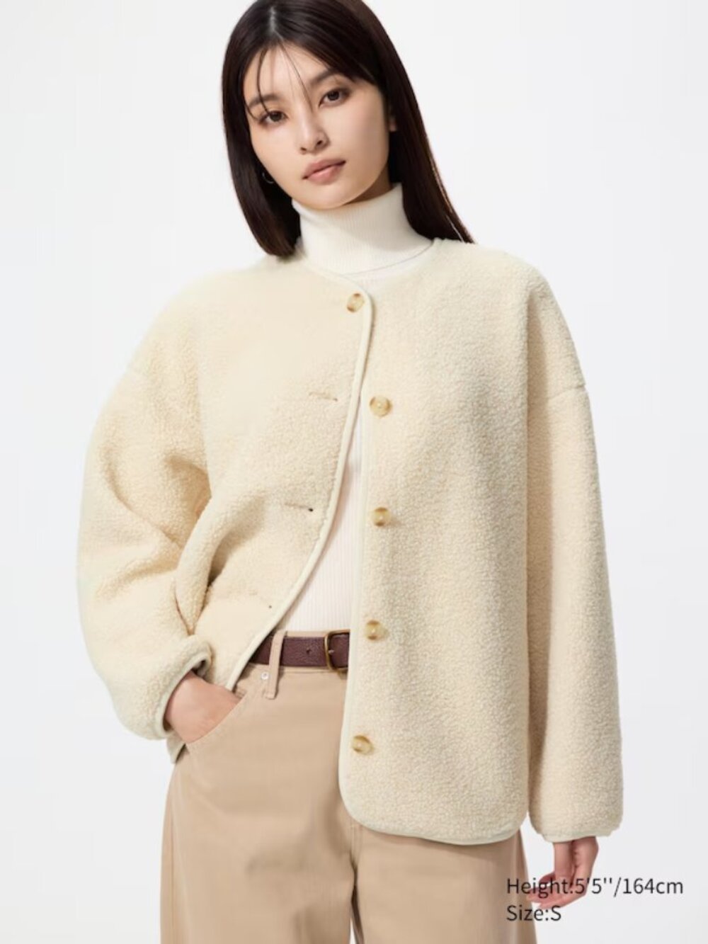 UNIQLO Pile Lined Fleece Relaxed Cardigan